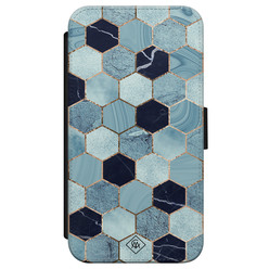Casimoda iPhone X/XS flipcase - Marmer blauw kubussen