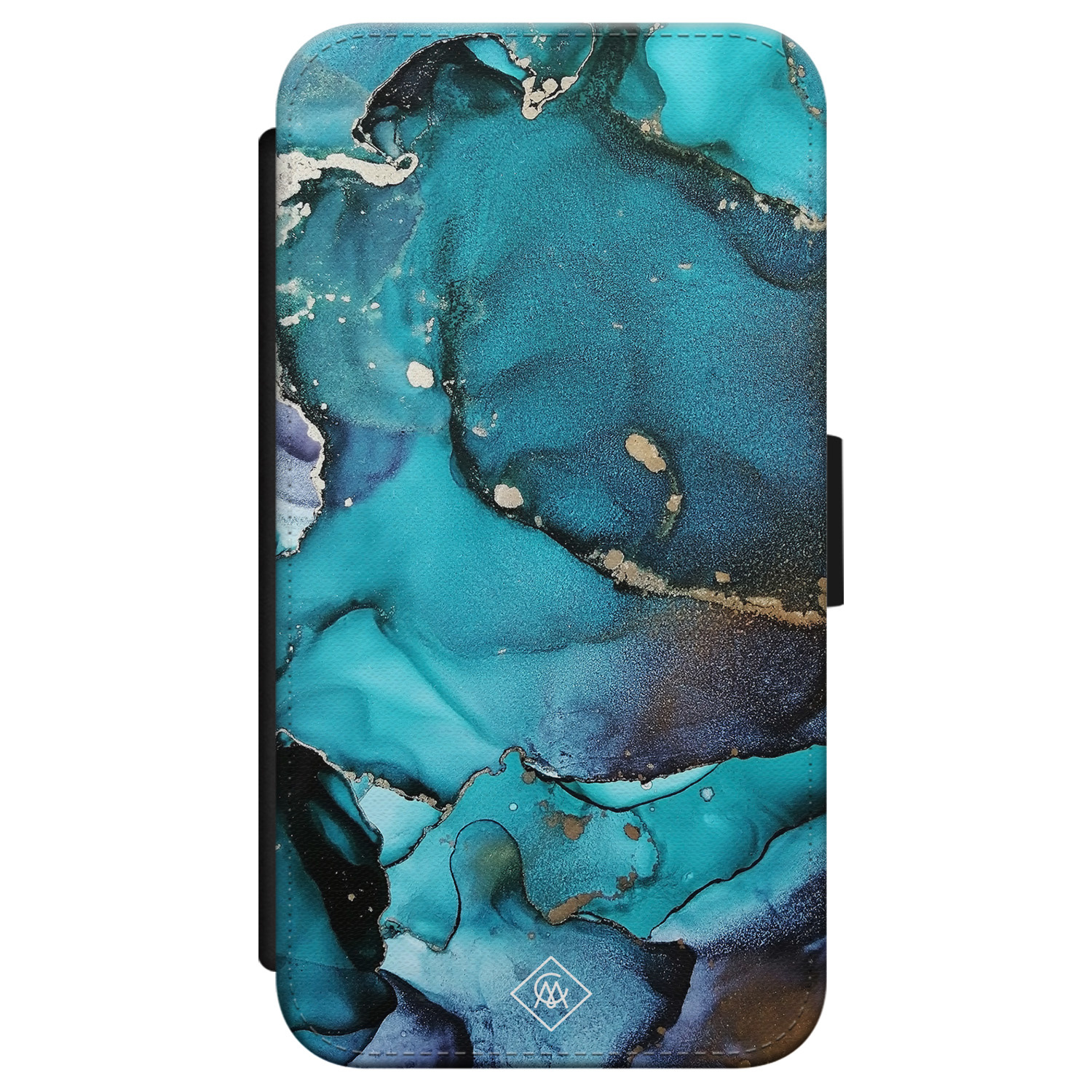 iPhone X XS flipcase Marmer indigo blauw
