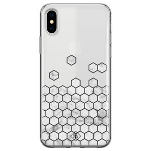 Casimoda iPhone X/XS transparant hoesje - Marmer grijs abstract
