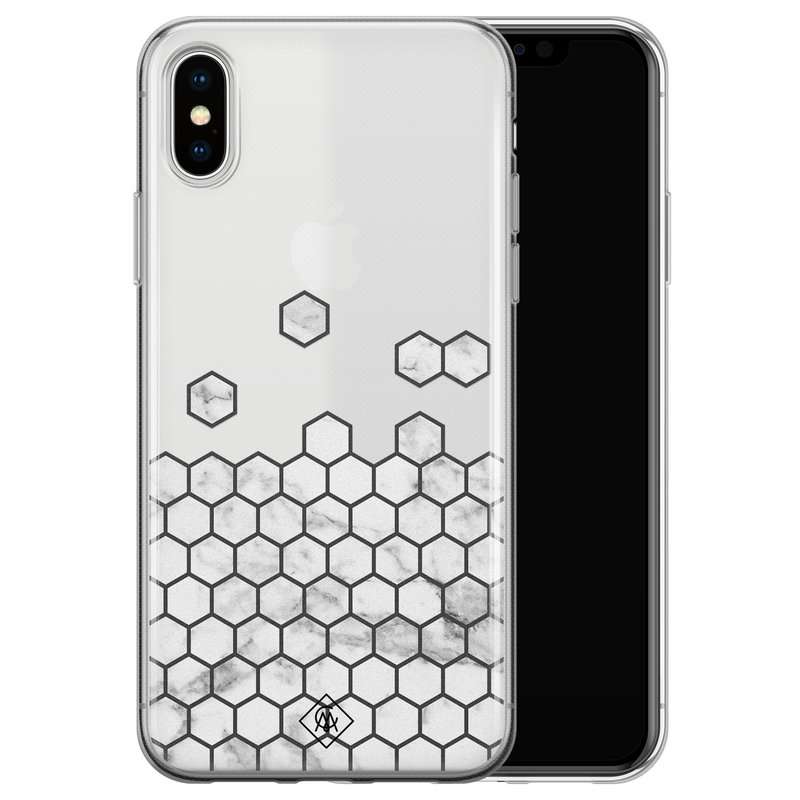 Casimoda iPhone X/XS transparant hoesje - Marmer grijs abstract