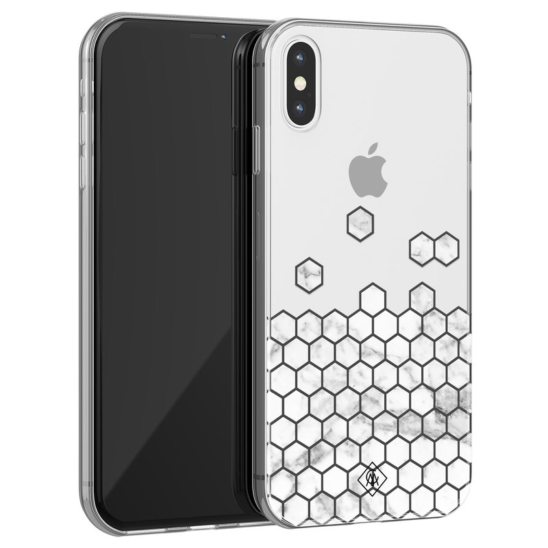 Casimoda iPhone X/XS transparant hoesje - Marmer grijs abstract