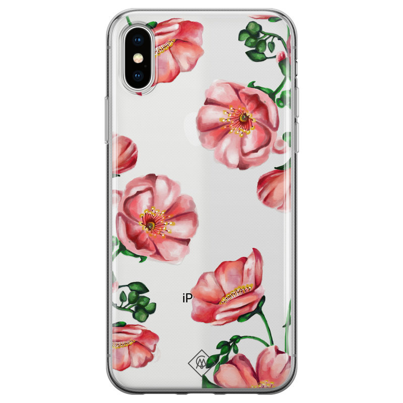 Casimoda iPhone X/XS transparant hoesje - Red flowers