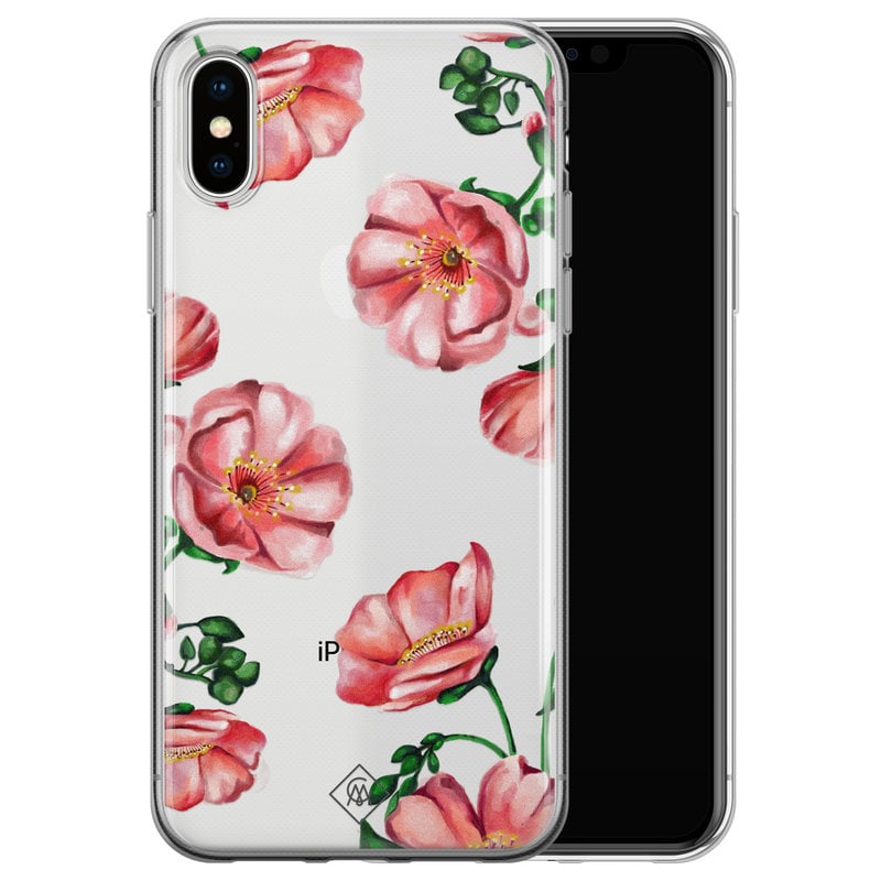 Casimoda iPhone X/XS transparant hoesje - Red flowers