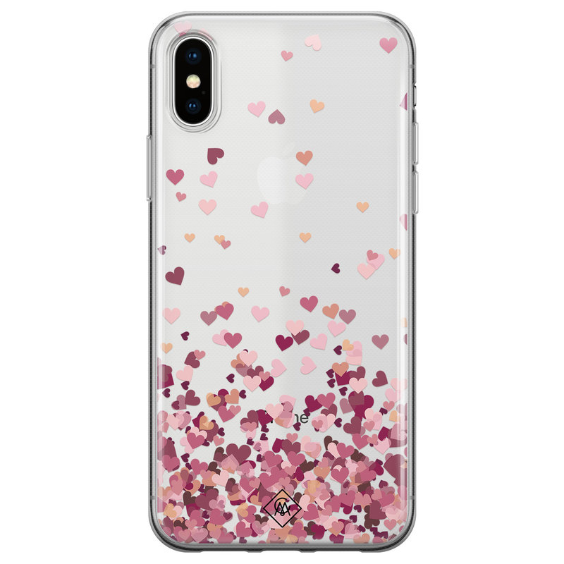 Casimoda iPhone X/XS transparant hoesje - Falling hearts