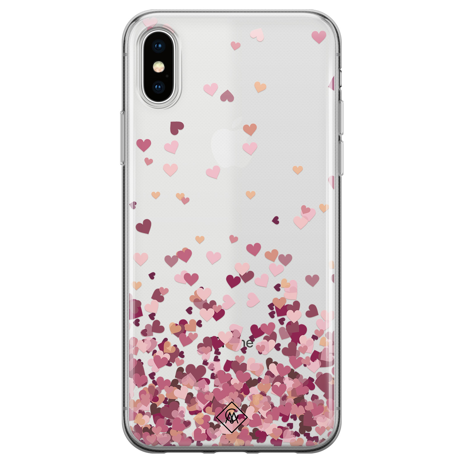 iPhone X XS transparant hoesje Falling hearts