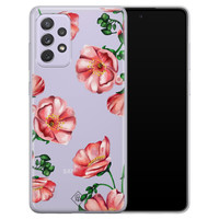 Casimoda Samsung Galaxy A72 transparant hoesje - Red flowers