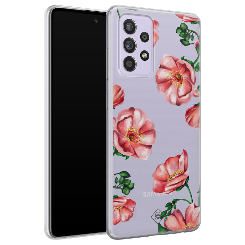 Casimoda Samsung Galaxy A72 transparant hoesje - Red flowers