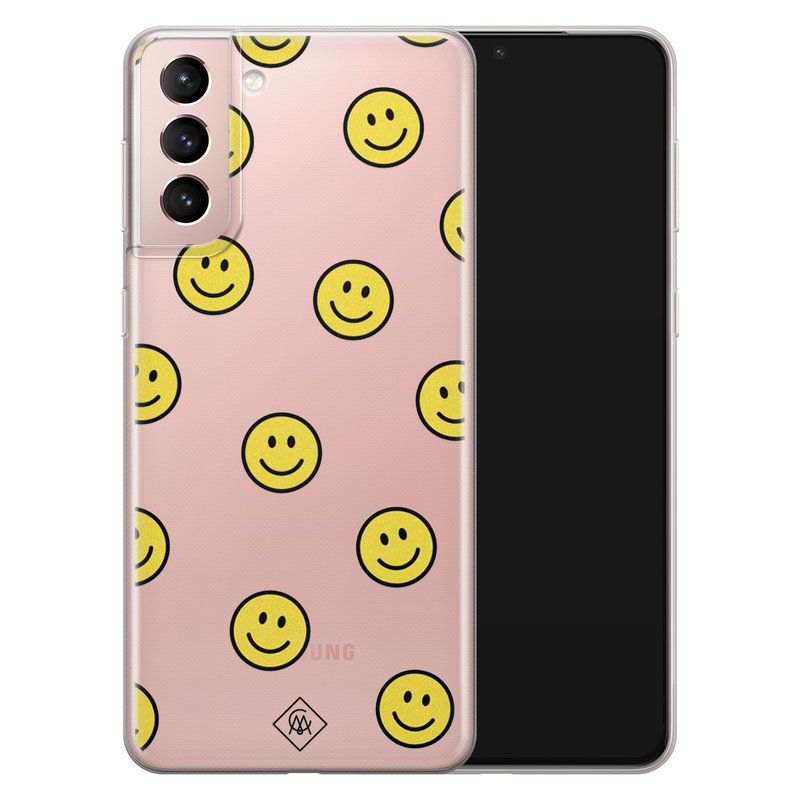 Casimoda Samsung Galaxy S21 transparant hoesje - Smileys