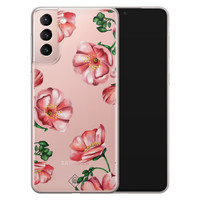 Casimoda Samsung Galaxy S21 transparant hoesje - Red flowers