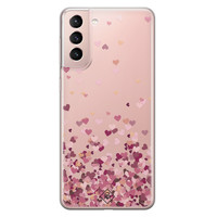 Casimoda Samsung Galaxy S21 transparant hoesje - Falling hearts