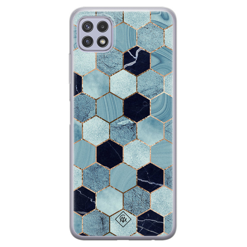 Casimoda Samsung Galaxy A22 5G siliconen hoesje - Blue cubes