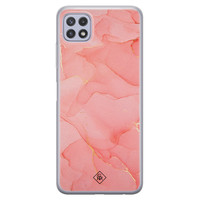 Casimoda Samsung Galaxy A22 5G siliconen hoesje - Marmer roze