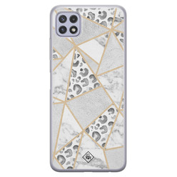 Casimoda Samsung Galaxy A22 5G siliconen hoesje - Stone & leopard print