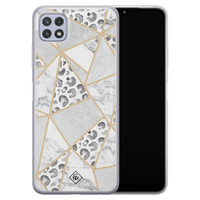 Casimoda Samsung Galaxy A22 5G siliconen telefoonhoesje - Stone & leopard print