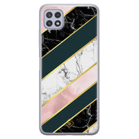 Casimoda Samsung Galaxy A22 5G siliconen hoesje - Marble stripes