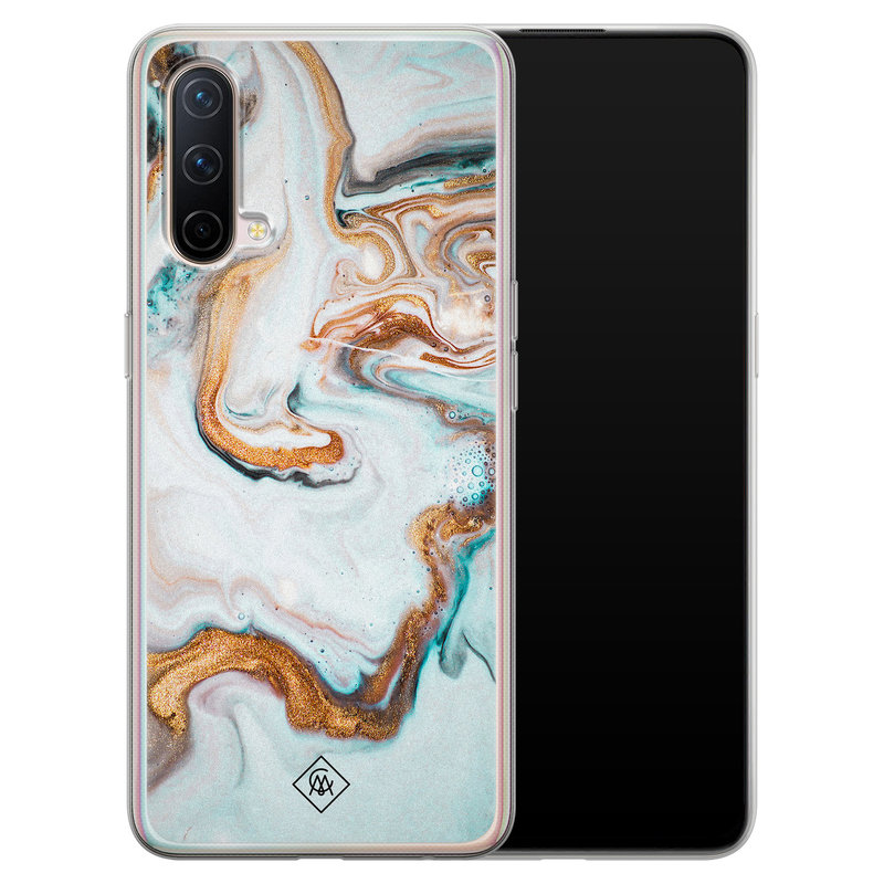 Casimoda OnePlus Nord CE 5G siliconen hoesje - Marmer blauw goud