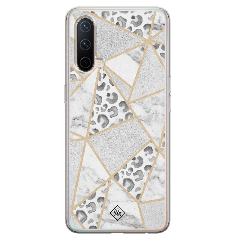 Casimoda OnePlus Nord CE 5G siliconen telefoonhoesje - Stone & leopard print