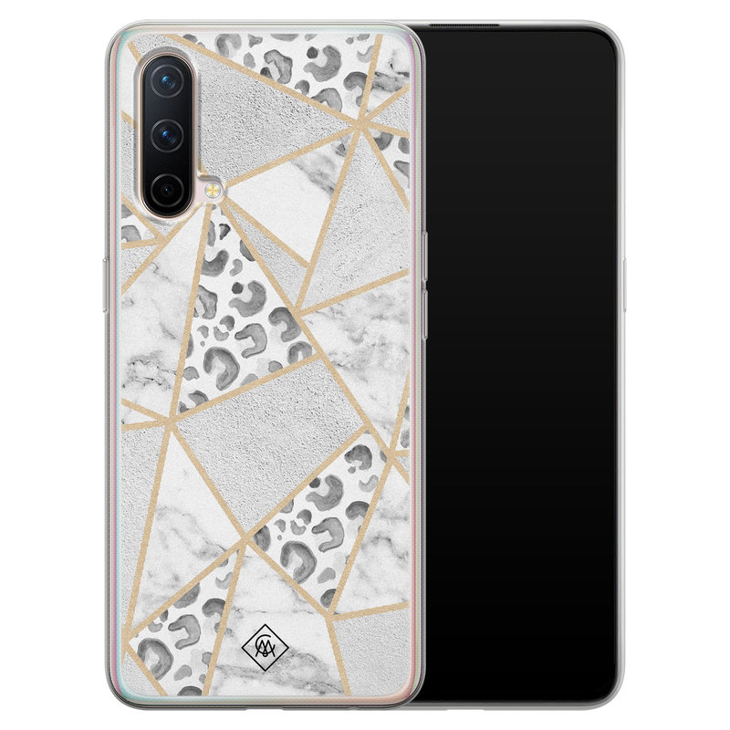 Casimoda OnePlus Nord CE 5G siliconen telefoonhoesje - Stone & leopard print