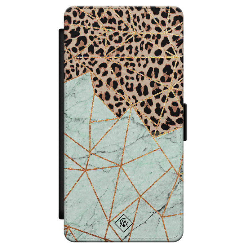 Casimoda Samsung Galaxy S21 flipcase - Luipaard marmer mint