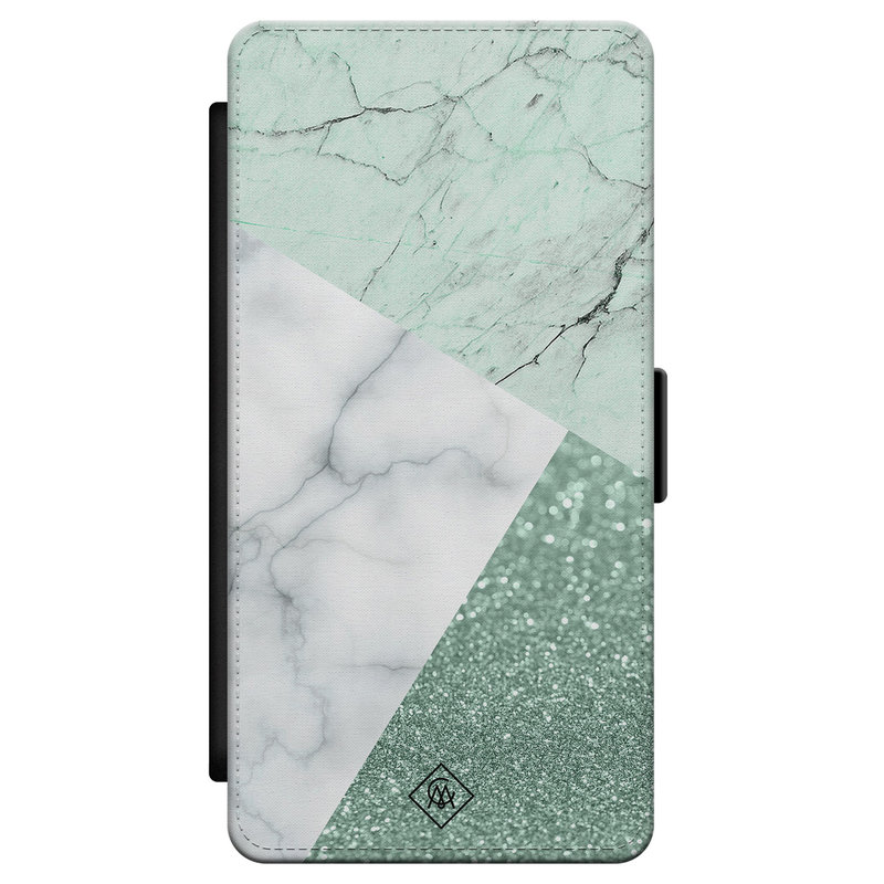 Casimoda Samsung Galaxy S21 flipcase - Minty marmer collage