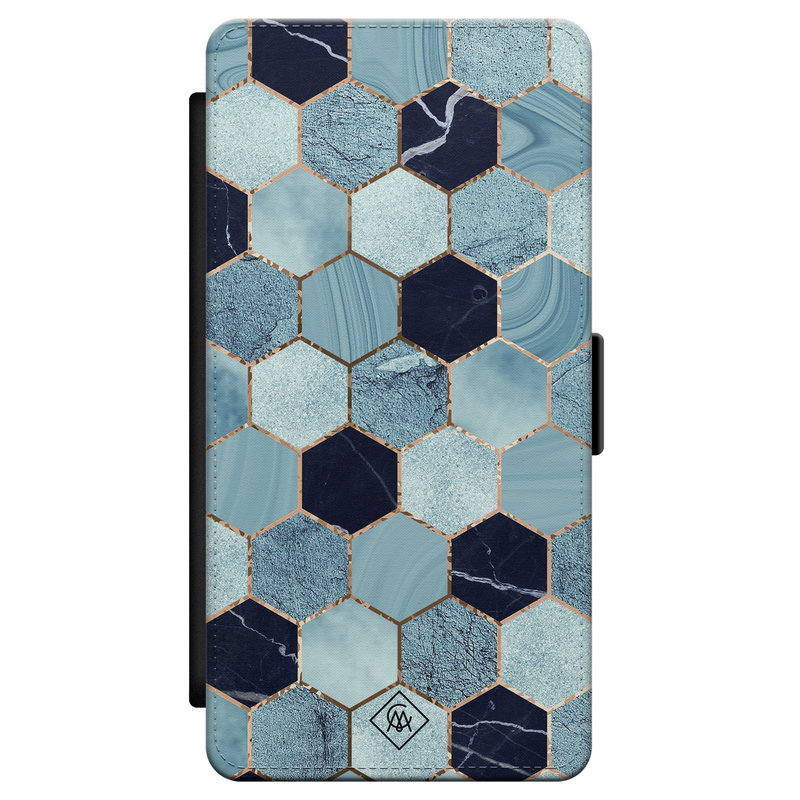 Casimoda Samsung Galaxy S21 flipcase - Marmer blauw kubussen