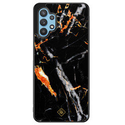 Casimoda Samsung Galaxy A32 5G hoesje - Marmer zwart oranje