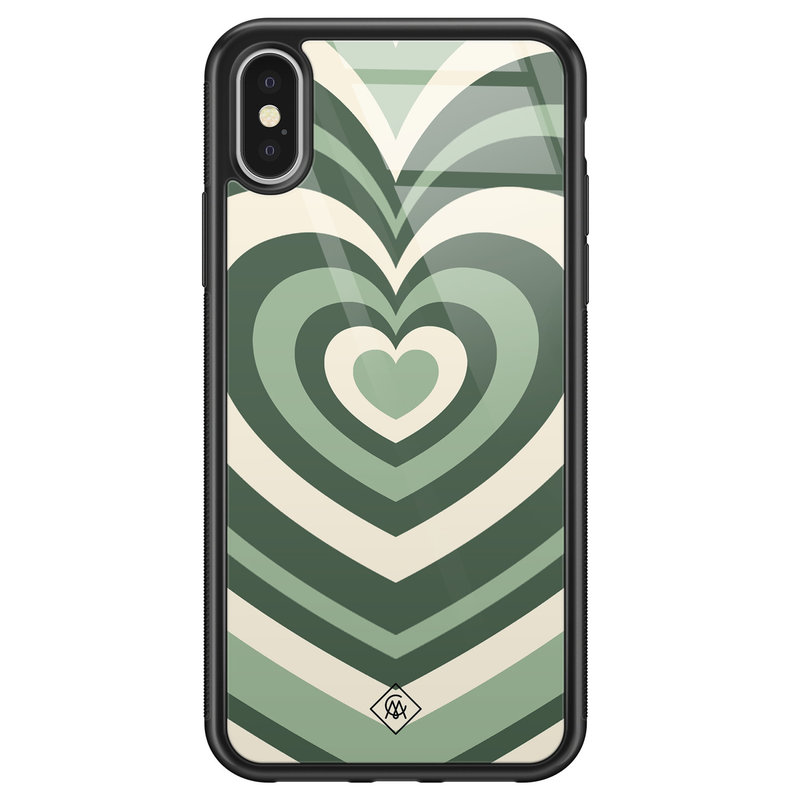 Casimoda iPhone X/XS glazen hardcase - Hart swirl groen