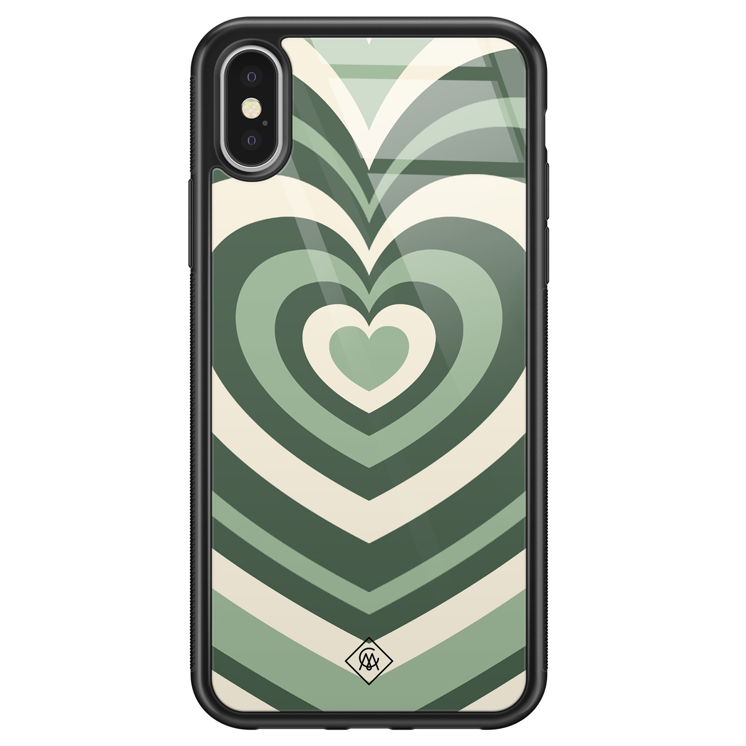 iPhone X/XS glazen hardcase - Hart swirl groen