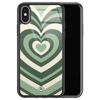 Casimoda iPhone X/XS glazen hardcase - Hart swirl groen