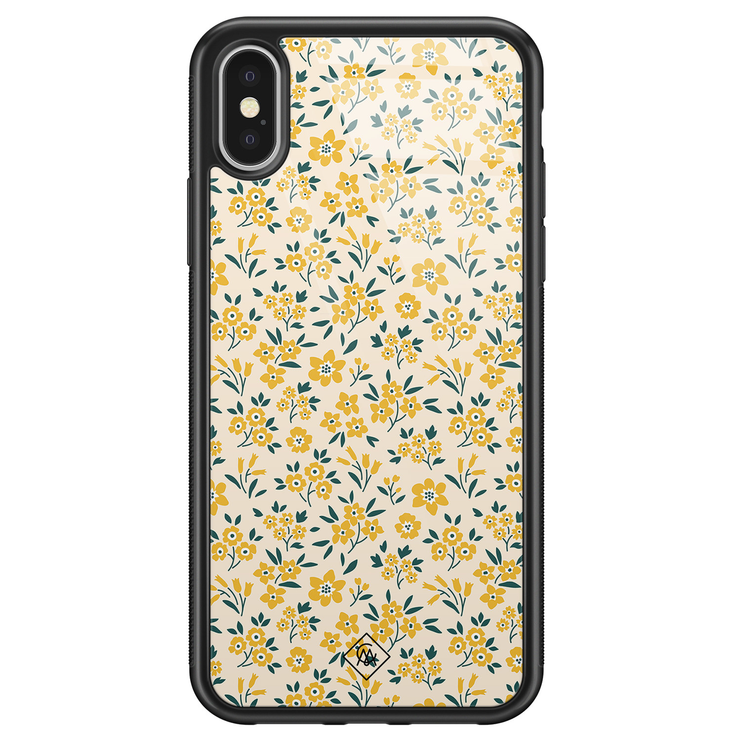 iPhone X XS glazen hardcase Yellow garden