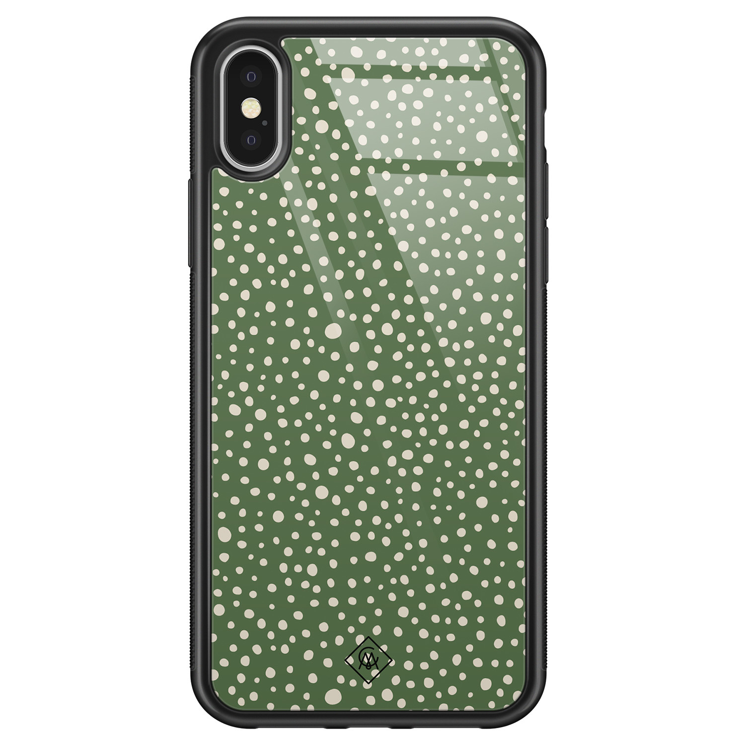 iPhone X XS glazen hardcase Green dots