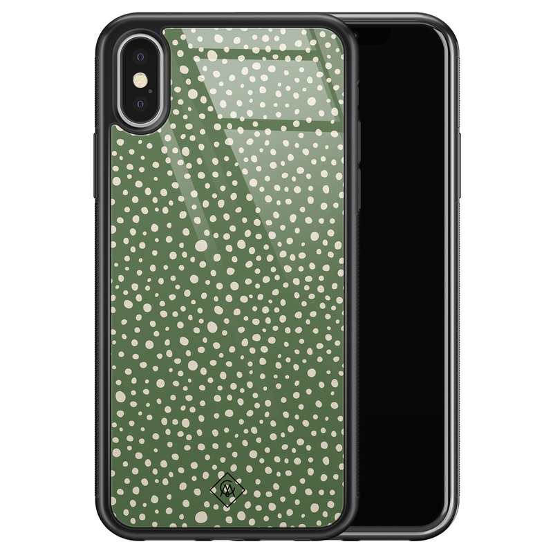 Casimoda iPhone X/XS glazen hardcase - Green dots