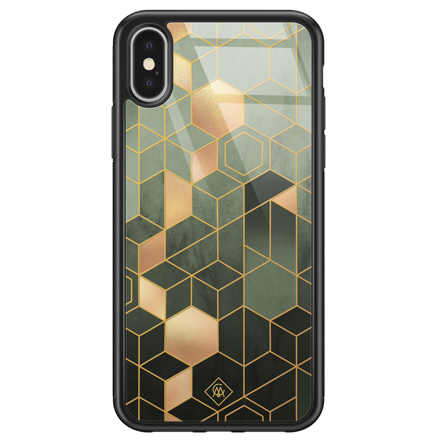 iPhone X XS glazen hardcase Kubus groen