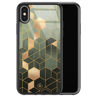 Casimoda iPhone X/XS glazen hardcase - Kubus groen
