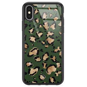 Casimoda iPhone X/XS glazen hardcase - Luipaard groen