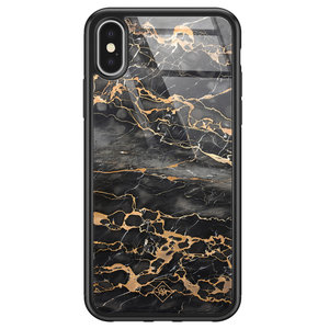 Casimoda iPhone X/XS glazen hardcase - Marmer grijs brons