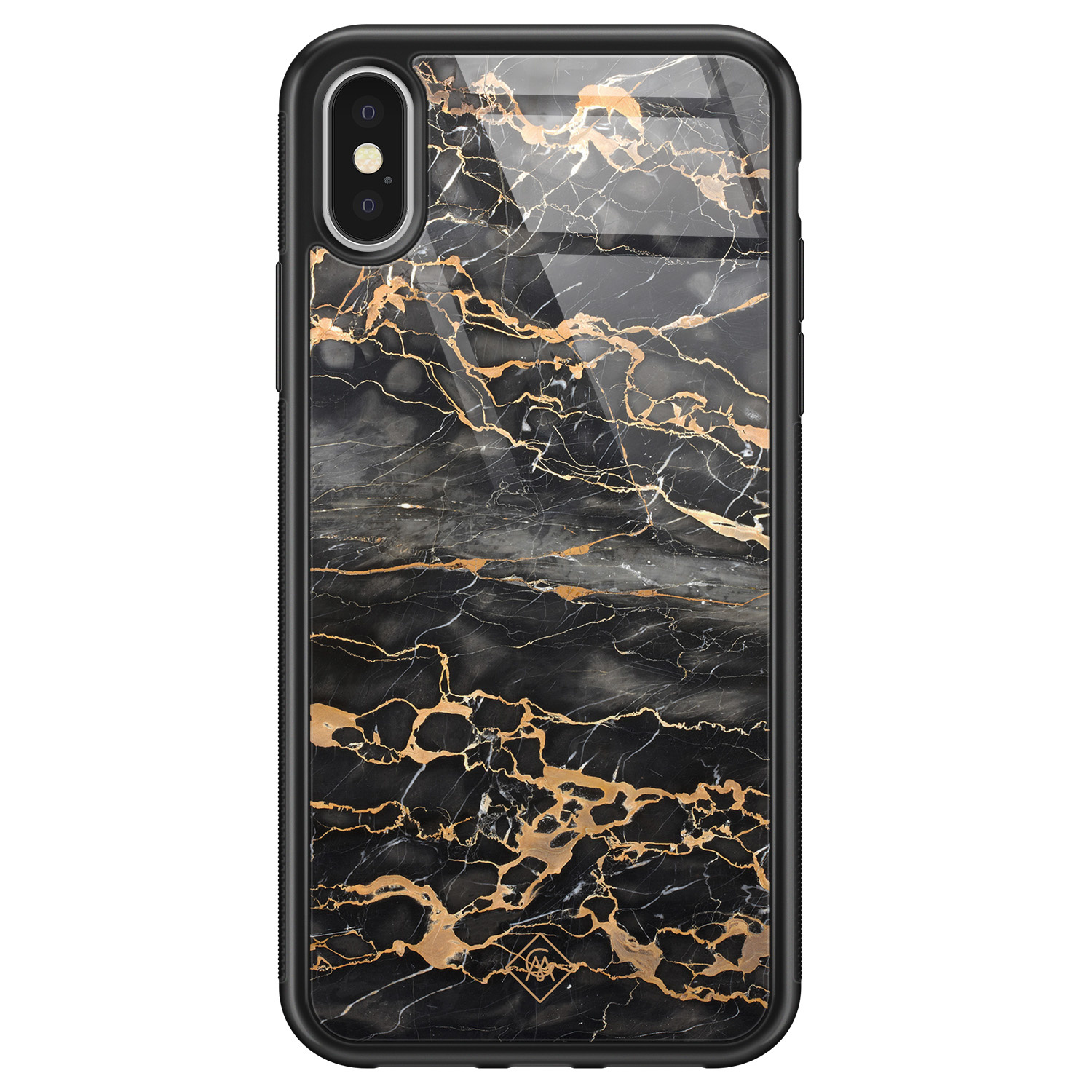 iPhone X XS glazen hardcase Marmer grijs brons