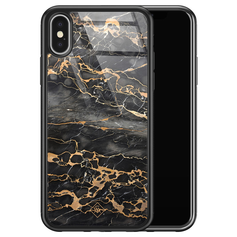 Casimoda iPhone X/XS glazen hardcase - Marmer grijs brons