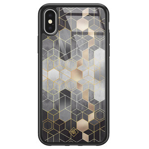 Casimoda iPhone X/XS glazen hardcase - Grey cubes