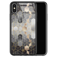 Casimoda iPhone X/XS glazen hardcase - Grey cubes