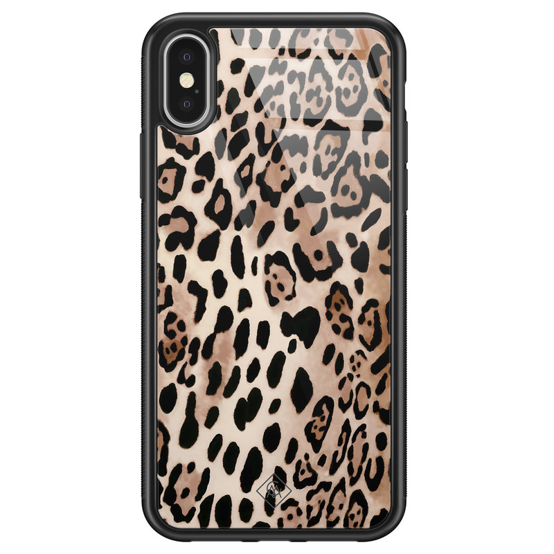 Casimoda iPhone X/XS glazen hardcase - Golden wildcat