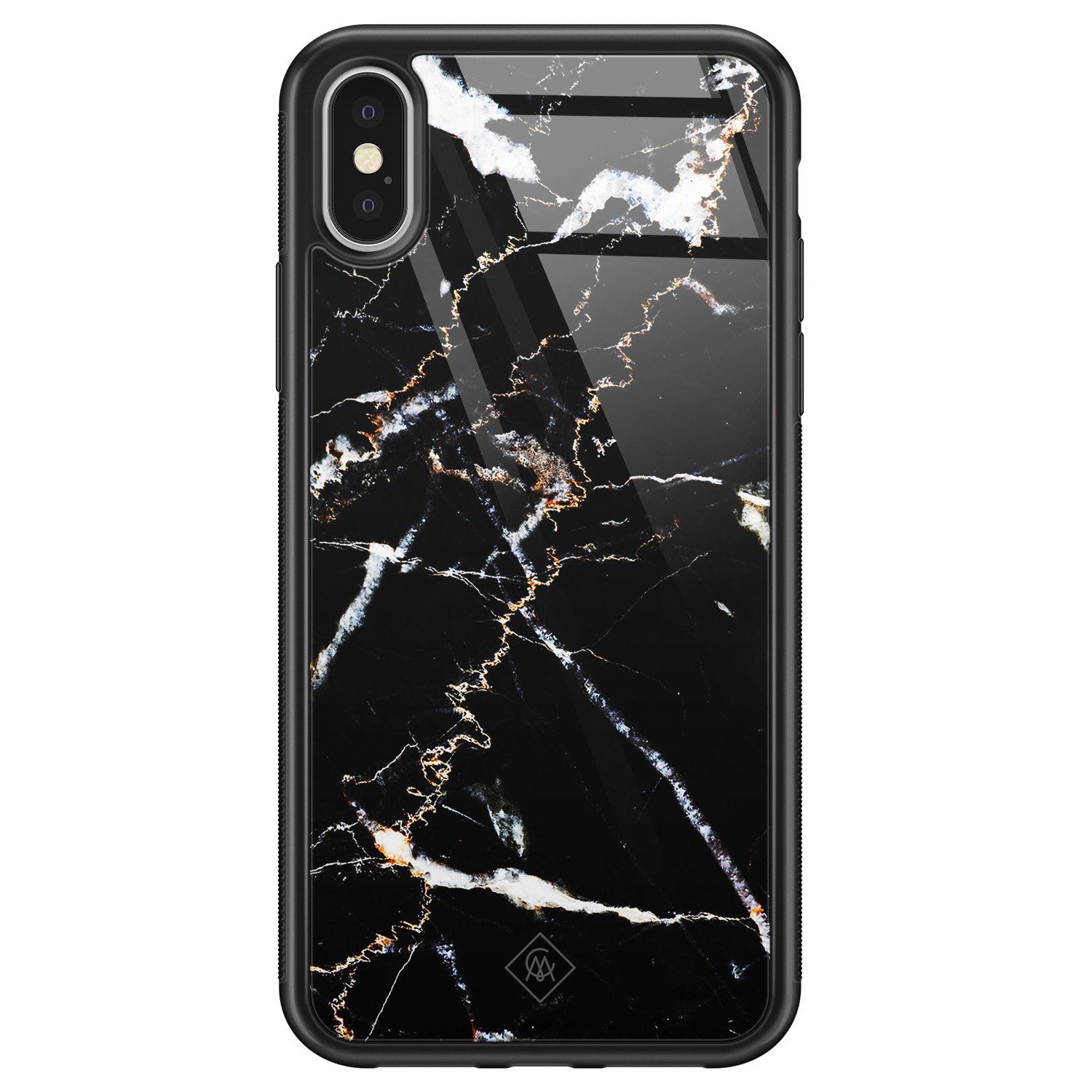 iPhone X XS glazen hardcase Marmer zwart