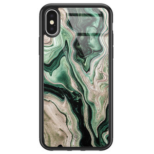 Casimoda iPhone X/XS glazen hardcase - Green waves