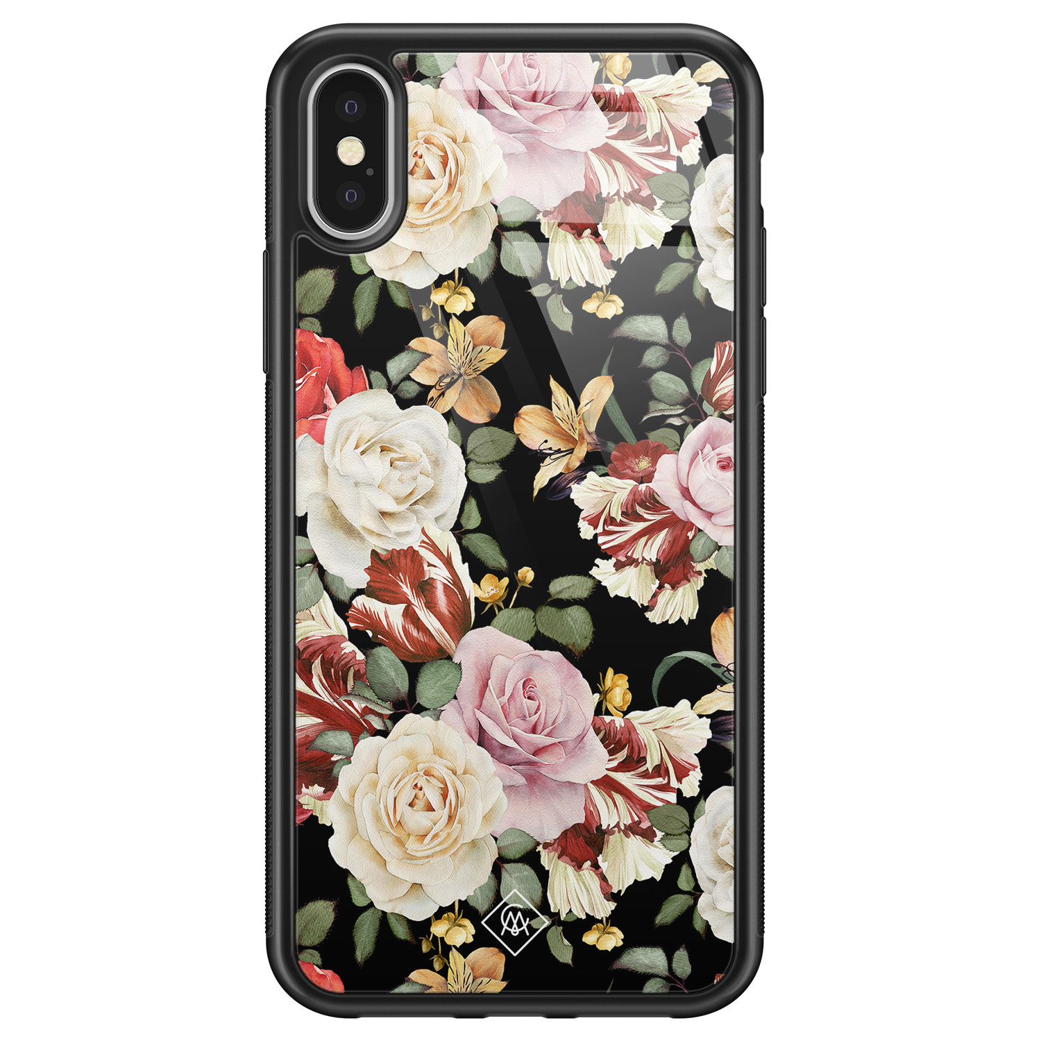 iPhone X XS glazen hardcase Flowerpower