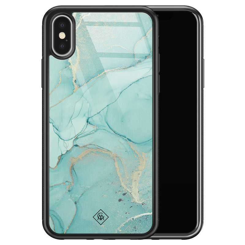 Casimoda iPhone X/XS glazen hardcase - Touch of mint