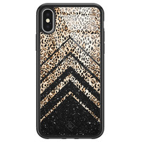 Casimoda iPhone X/XS glazen hardcase - Chevron luipaard