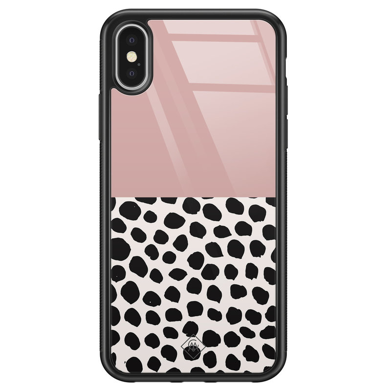 Casimoda iPhone X/XS glazen hardcase - Pink dots