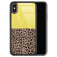 Casimoda iPhone X/XS glazen hardcase - Luipaard geel