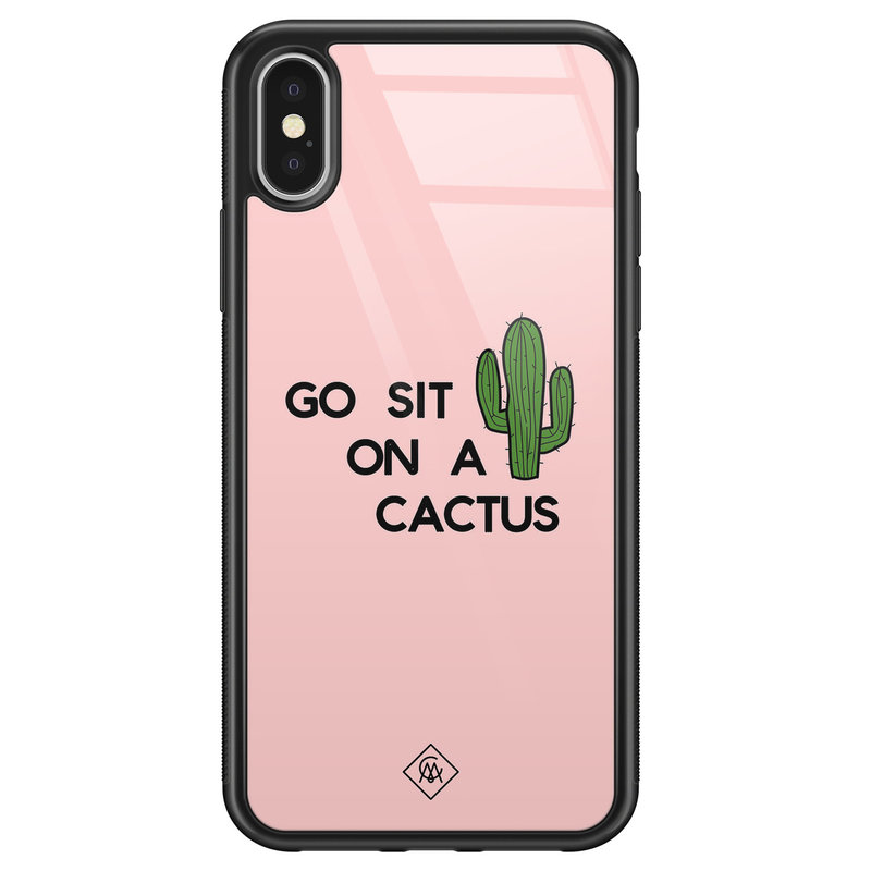 Casimoda iPhone X/XS glazen hardcase - Go sit on a cactus