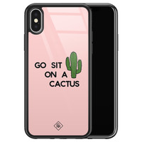 Casimoda iPhone X/XS glazen hardcase - Go sit on a cactus